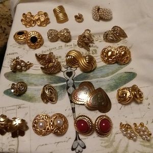 20 Pairs Clipon Earrings - Monet, Trifari, Napier